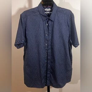Ted Baker (5) mens large short sleeve blue button down shirt